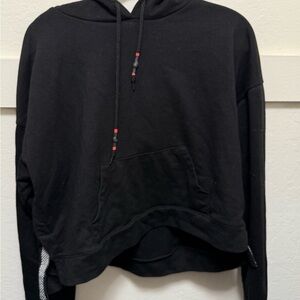 Black crop Hoodie with checkered sides on bottom